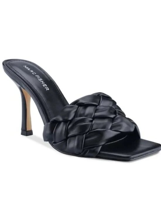Marc Fisher Shoes - Marc Fisher Brizo Sandal Black Heel Square Toe Braided Strap‎ Women's Size 7.5